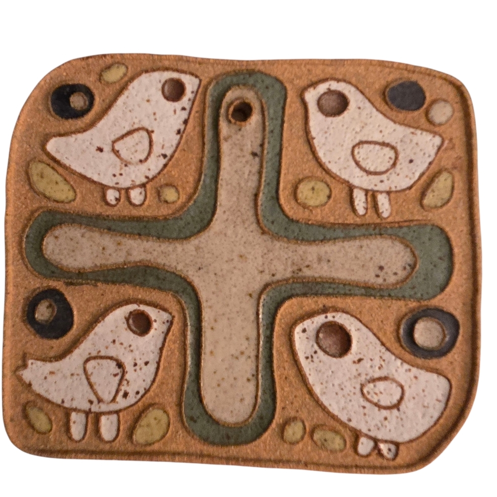 Ceramic Wall Art Chicks Chickens Cross From St. Andrew's Abby Made By Monks